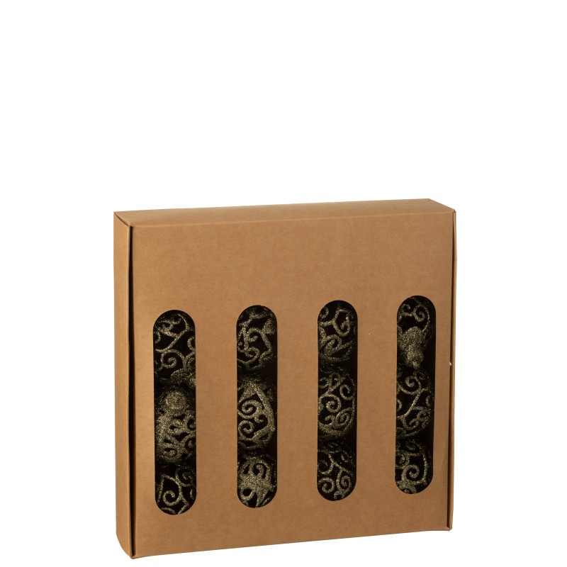 Caja de 16 adornos navideños barrocos de plástico marrón D.6 cm Caja de 16 adornos navideños barrocos de plástico marrón D.6 cm