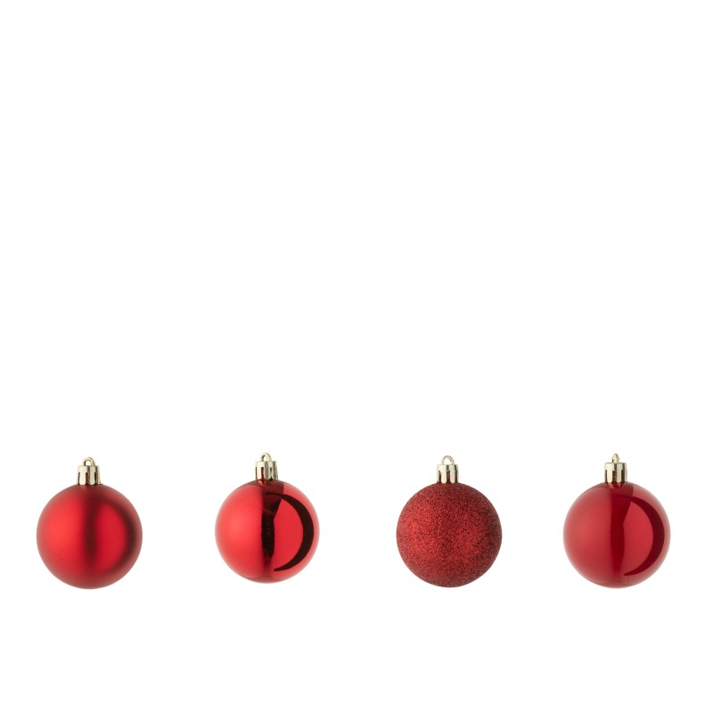 Caja de 40 adornos navideños de plástico rojo D.5 cm Caja de 40 adornos navideños de plástico rojo D.5 cm