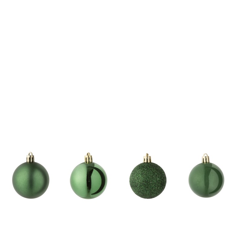 Boite de 40 boules de Noël en plastique vert D.5 cm Boite de 40 boules de Noël en plastique vert D.5 cm