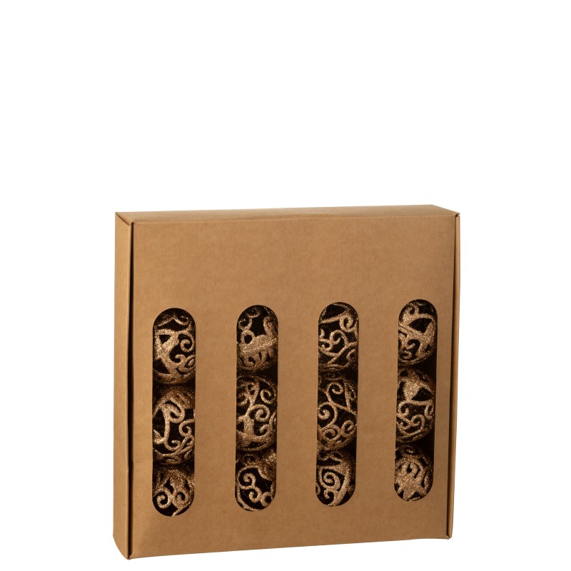 Boite de 16 boules de Noël en plastique marron D.6 cm Boite de 16 boules de Noël en plastique marron D.6 cm