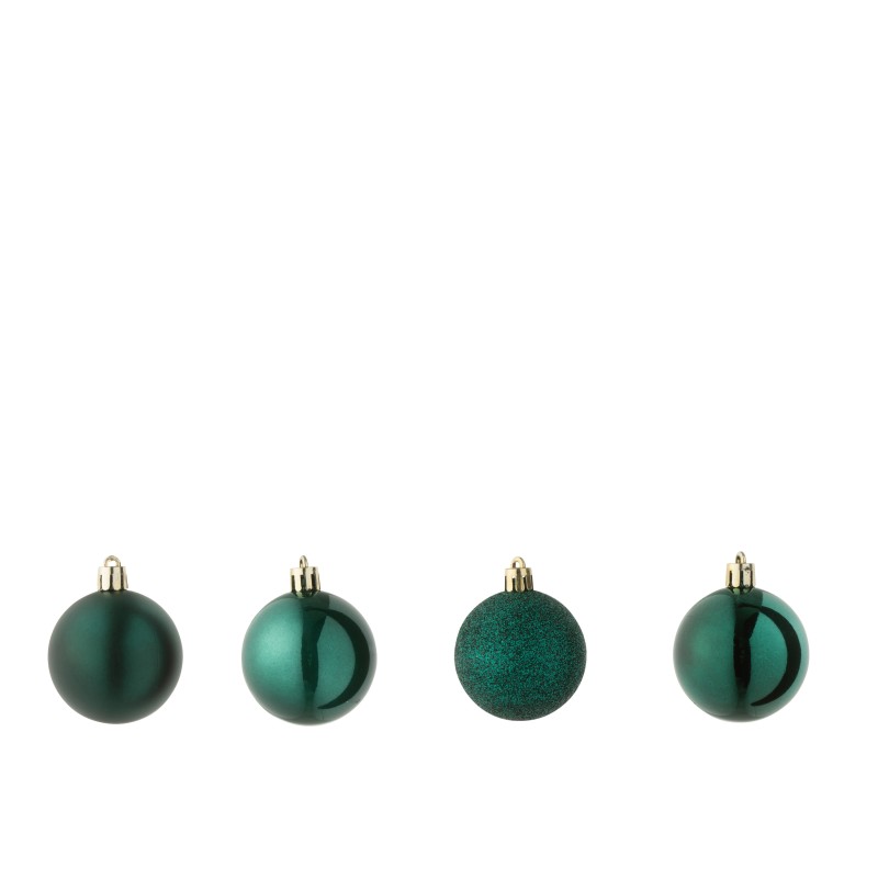 Caja de 40 adornos navideños de plástico verde D.5 cm
