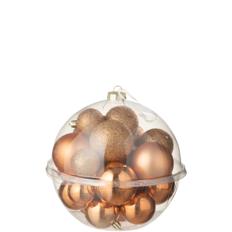 Boite de 24 boules de Noël en plastique orange D.4 à 6 cm Boite de 24 boules de Noël en plastique orange D.4 à 6 cm
