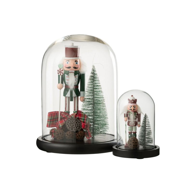 Cloche décoration Noël socle noir en verre 23x23x29 cm Cloche décoration Noël socle noir en verre 23x23x29 cm