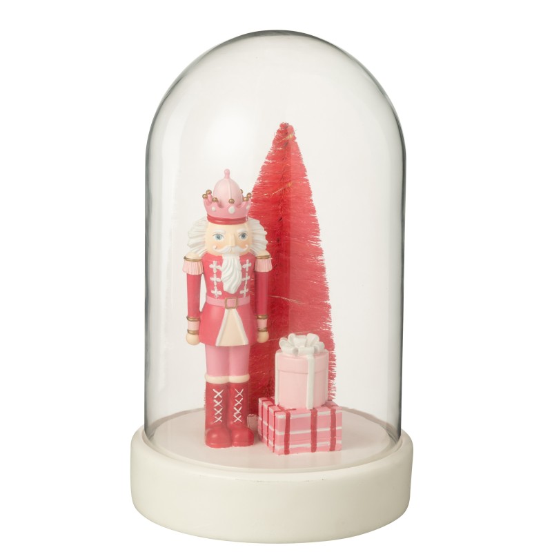 Campana ornamentale di Natale con vetro a led e base in poliresina bianca 15,5x17,5x28,5 cm Campana ornamentale di Natale con vetro a led e base in poliresina bianca 15,5x17,5x28,5 cm