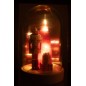 Campana ornamentale di Natale con vetro a led e base in poliresina bianca 15,5x17,5x28,5 cm Campana ornamentale di Natale con vetro a led e base in poliresina bianca 15,5x17,5x28,5 cm