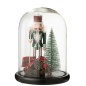 Cloche décoration Noël socle noir en verre 23x23x29 cm Cloche décoration Noël socle noir en verre 23x23x29 cm