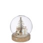 Boule décorative Noël socle bois en verre transparent 12X12x13 cm Boule décorative Noël socle bois en verre transparent 12X12x13 cm