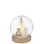 Boule décorative Noël socle bois en verre transparent 12X12x13 cm Boule décorative Noël socle bois en verre transparent 12X12x13 cm