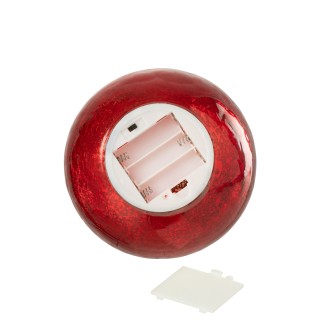 Boule de Noël led en verre rouge D.15 cm