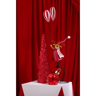 Boule de Noël led en verre rouge D.15 cm