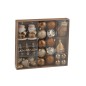 Caja de 45 adornos navideños de plástico marrón 30x6x30 cm Caja de 45 adornos navideños de plástico marrón 30x6x30 cm