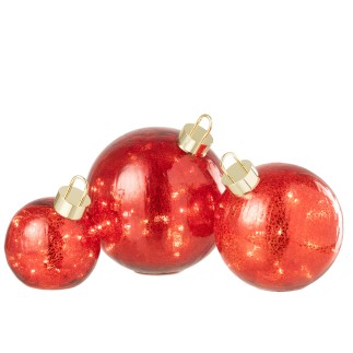 Guaina natalizia a led in vetro rosso D.25 cm