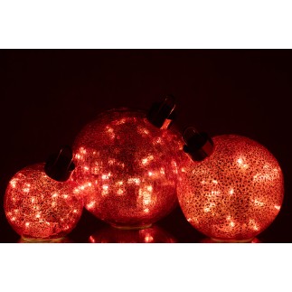 Boule de Noël led en verre rouge D.25 cm