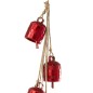 Set da appendere di 7 campane a specchio in metallo rosso 7,5x7,5x45,5 cm Set da appendere di 7 campane a specchio in metallo rosso 7,5x7,5x45,5 cm