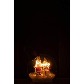 Boule de Noël décorative à led en verre blanc 12x12x11 cm