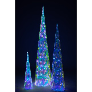 Albero a led in plastica iridescente 40x40x178 cm