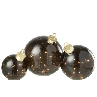 Boule de Noël led en verre noir D.25 cm