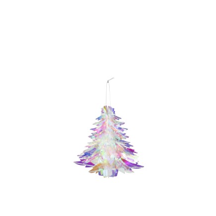 Sapin à suspendre en plastique irisé 19x19x20 cm
