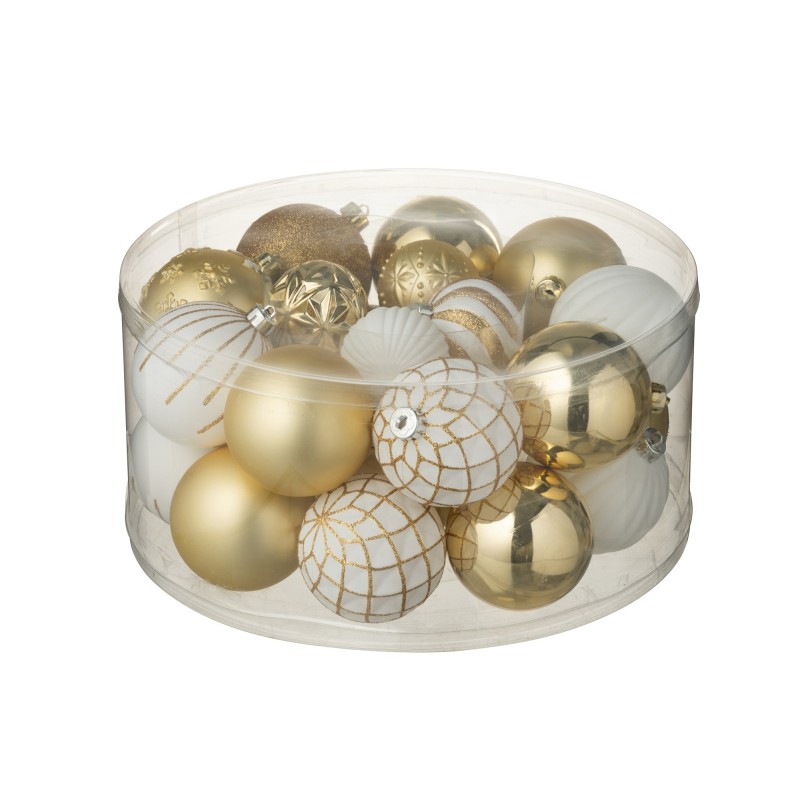 Caja de 30 adornos navideños de plástico blanco D4 y 8 cm Caja de 30 adornos navideños de plástico blanco D4 y 8 cm