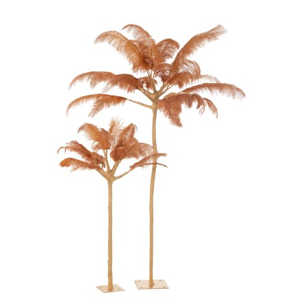 Arbre à plumes en métal jaune 140x140x190 cm