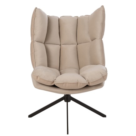 Silla reclinable en marco con cojín de metal beige y negro 78x73x92 cm