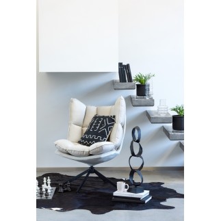 Silla reclinable en marco con cojín de metal beige y negro 78x73x92 cm