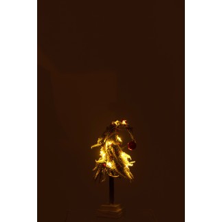 Sapin de Noël avec led en plastique vert et rouge 15x15x45 cm