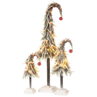 Sapin de Noël à led en plastique rouge et vert 23x23x100 cm