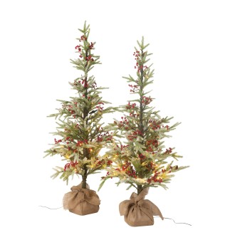 Sapin de Noël à led en plastique rouge et vert 95x95x150 cm
