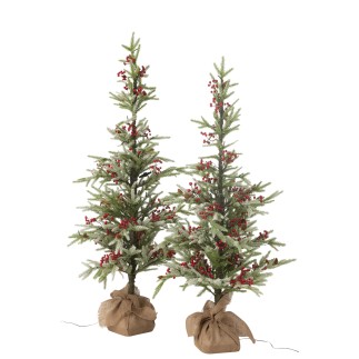Sapin de Noël à led en plastique rouge et vert 95x95x150 cm