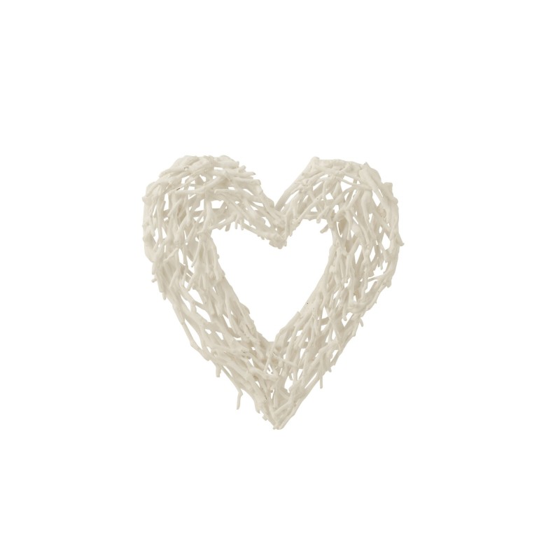 Corazón de madera blanco decoración de pared 35x7x35 cm Corazón de madera blanco decoración de pared 35x7x35 cm
