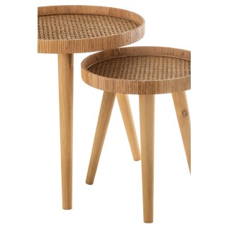 Set de 2 tables plateaux en bois naturel 51x51x55 cm