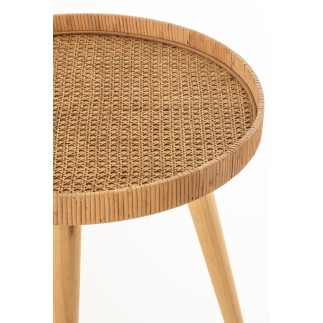 Set de 2 tables plateaux en bois naturel 51x51x55 cm