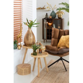 Set de 2 tables plateaux en bois naturel 51x51x55 cm