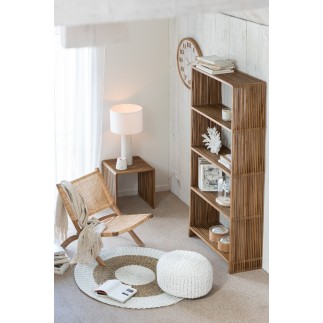 Tappeto naturale rotondo in zostera e legno bianco 197x197x1 cm