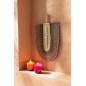 Éventail décoratif en bois multicouleur 48x30x2 cm