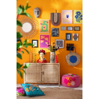 Éventail décoratif en bois multicouleur 48x30x2 cm