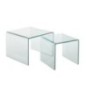 Lot de 2 tables gigogne en verre transparent 65x65x49 cm Lot de 2 tables gigogne en verre transparent 65x65x49 cm