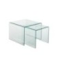 Lot de 2 tables gigogne en verre transparent 65x65x49 cm Lot de 2 tables gigogne en verre transparent 65x65x49 cm