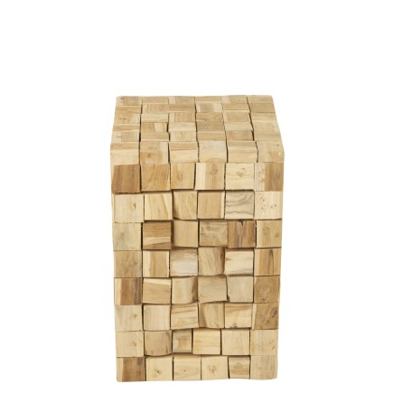 Mesa auxiliar de madera natural 30x30x45 cm