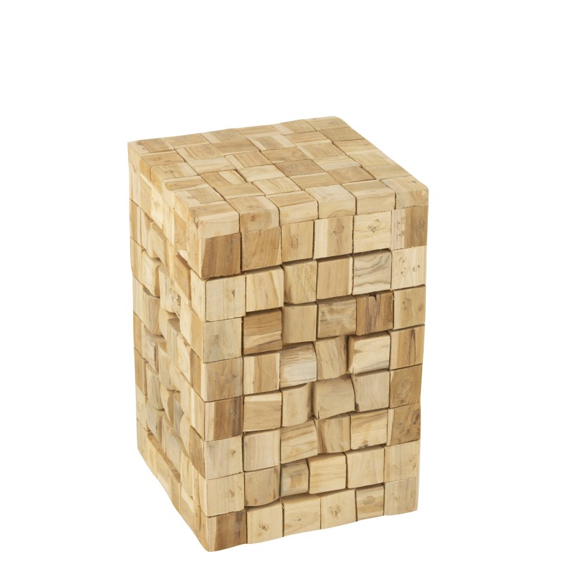 Mesa auxiliar de madera natural 30x30x45 cm