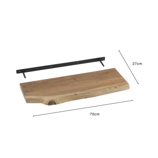 Mensola da parete in legno naturale 70x27x4 cm