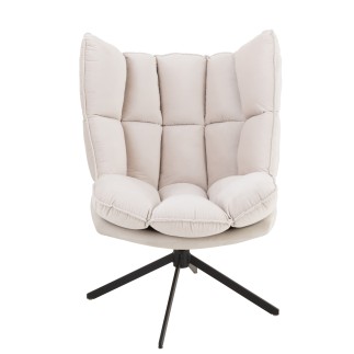 Silla reclinable en marco con cojín de metal beige 78x73x92 cm
