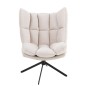 Silla reclinable en marco con cojín de metal beige 78x73x92 cm Silla reclinable en marco con cojín de metal beige 78x73x92 cm