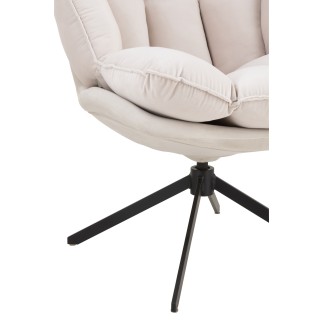 Silla reclinable en marco con cojín de metal beige 78x73x92 cm