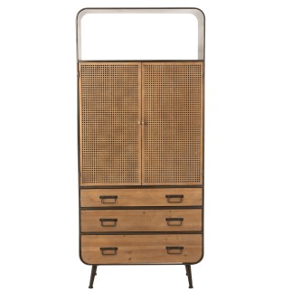 Armadio alto a 3 cassetti in metallo naturale 80x35x180 cm