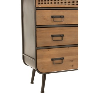 Armadio alto a 3 cassetti in metallo naturale 80x35x180 cm