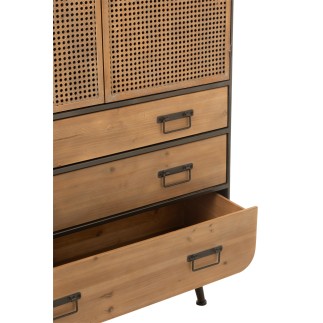 Armadio alto a 3 cassetti in metallo naturale 80x35x180 cm