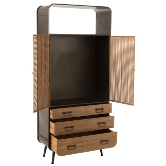 Armadio alto a 3 cassetti in metallo naturale 80x35x180 cm