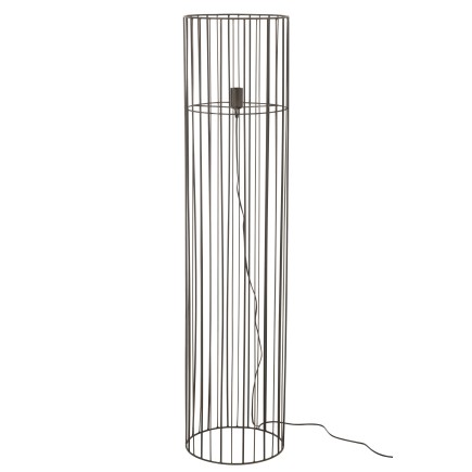Lámpara cilíndrica de pie de metal negro 14x14x59 cm.